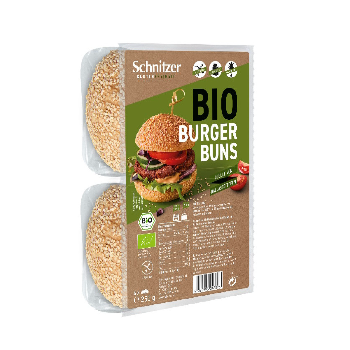 Pan de Hamburguesa Ecológico Sin gluten Schnitzer 4uds x 62,5 g