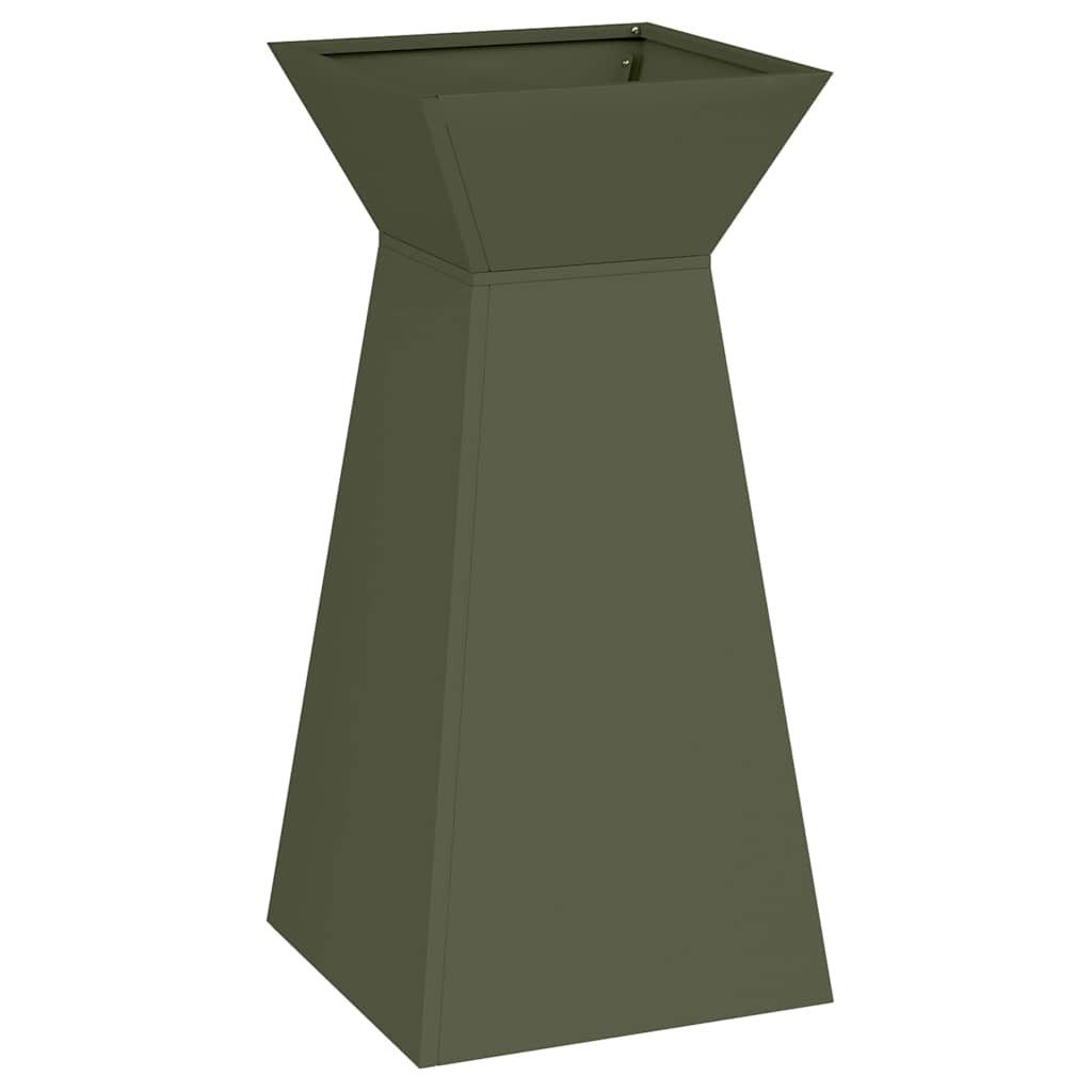 Maceta Pilar Verde Oliva 35 X 35 X 73 Cm Acero Laminado En Frío_0
