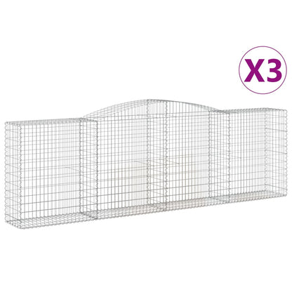 Cestas De Gaviones 3 Uds Forma De Arco Hierro 400x50x120/140 Cm_0