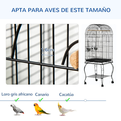 Jaula Para Pájaros Pawhut Acero Negro 51x51x153 Cm_5