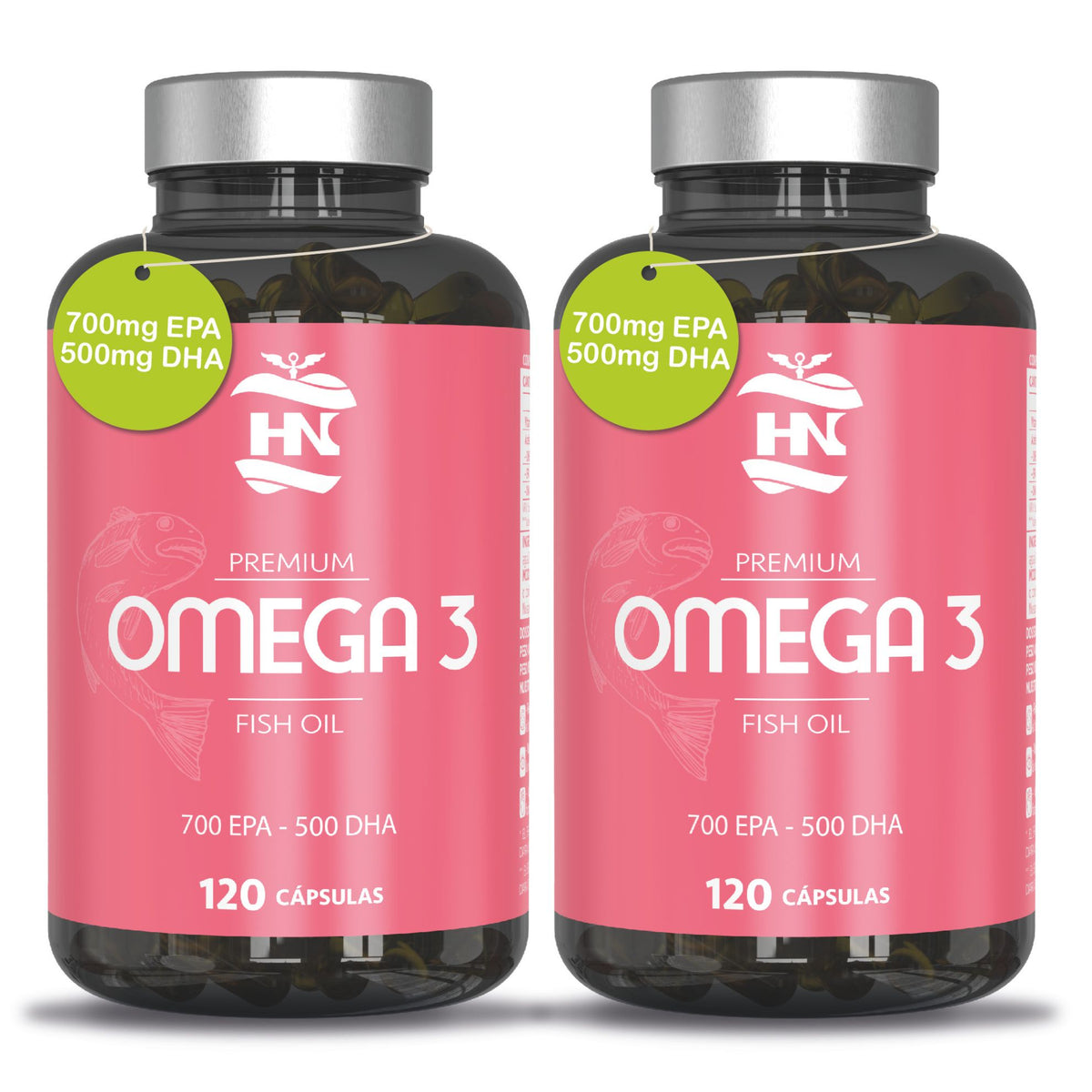 Omega 3 - 120 perlas blandas a base De Aceite de Pescado 2000mg - con 700mg Epa - 500mg Dha y Vitamina E (2 Botes)_0