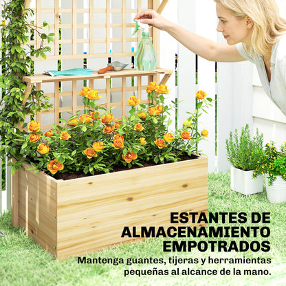 Jardinera Con Enrejado Outsunny Madera De Abeto Madera Natural 76x43.5x177 Cm_5