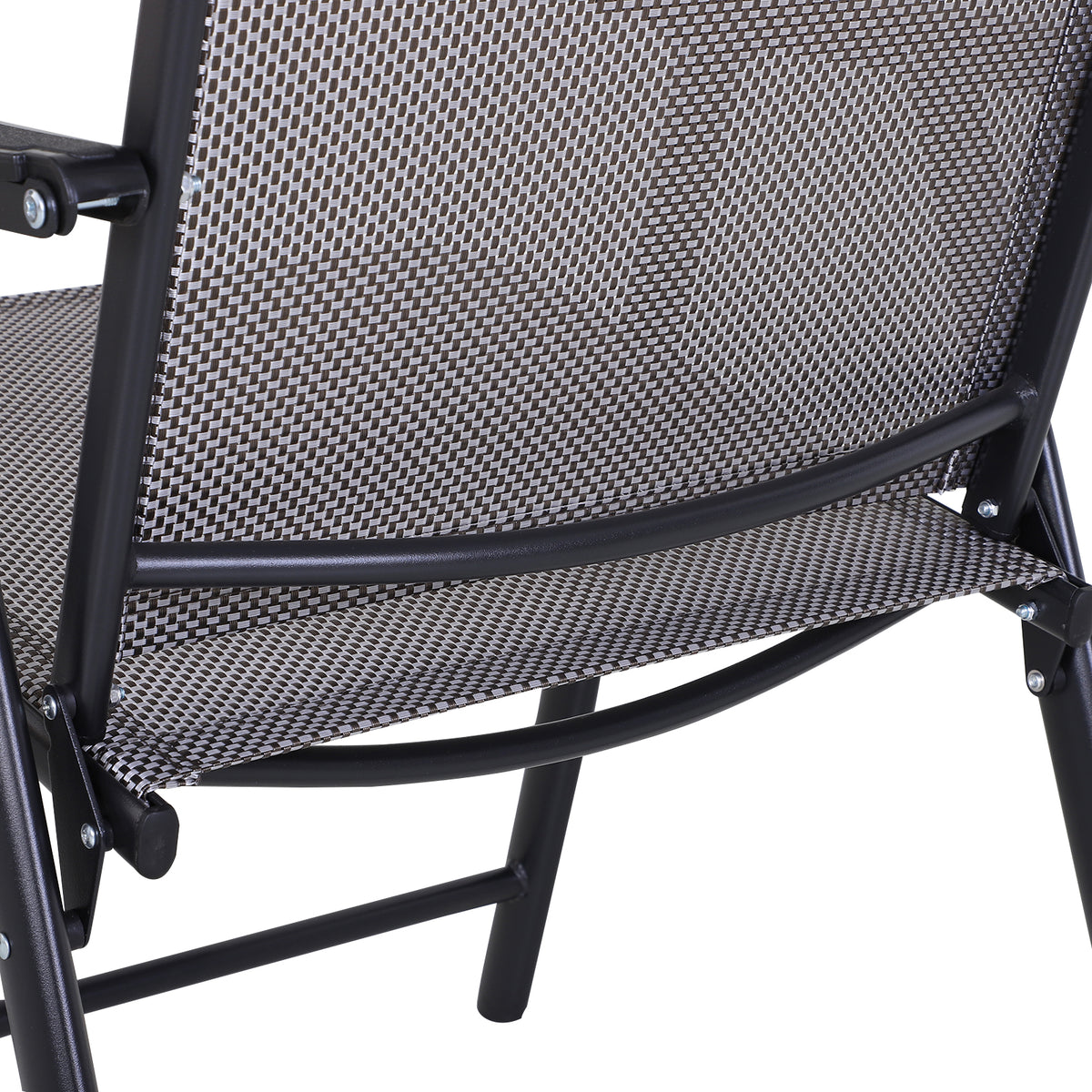 Conjunto De 2 Sillas Plegables Outsunny Acero, Texteline Gris Y Negro 58x64x94 Cm_3