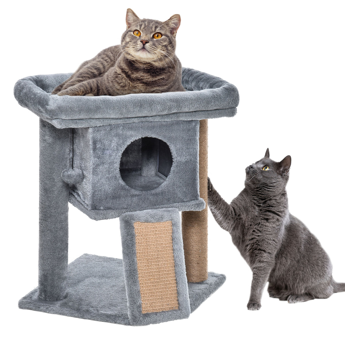 Pawhut Árbol Rascador Para Gatos Pequeños De 57 Cm Con Poste De Yute Rascador_0