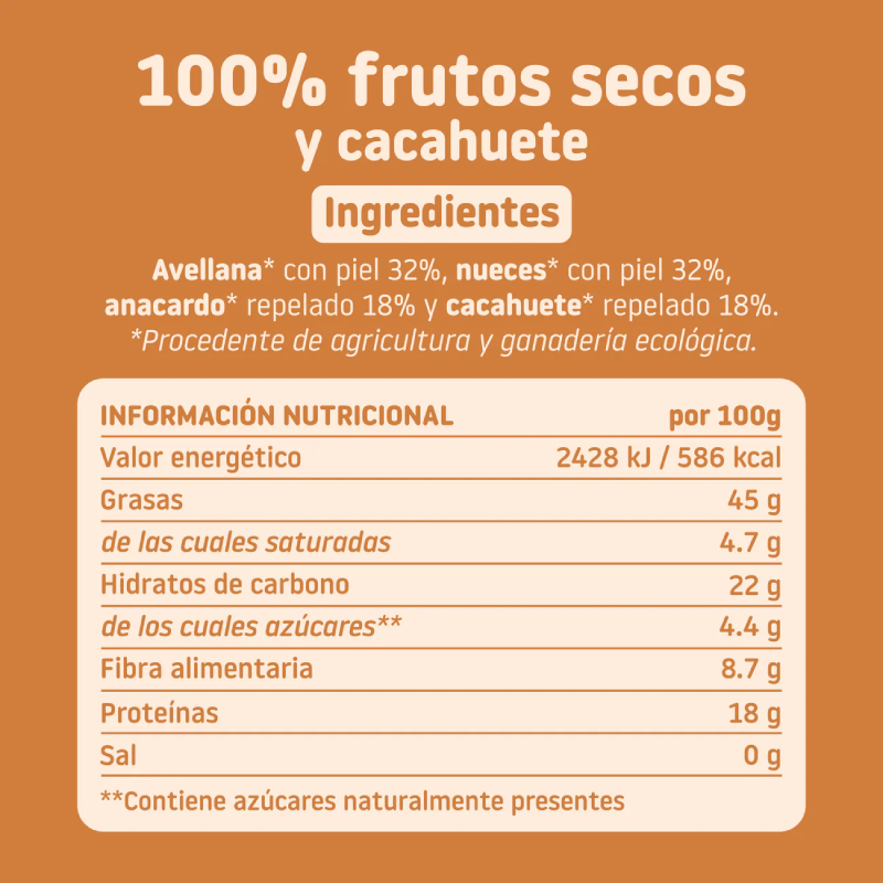 Mix Frutos Secos y Cacahuete en Polvo Bio Smileat 200g