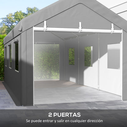 Carpa Para Garaje Outsunny Acero, Pe Gris Claro 600x295x278 Cm_5