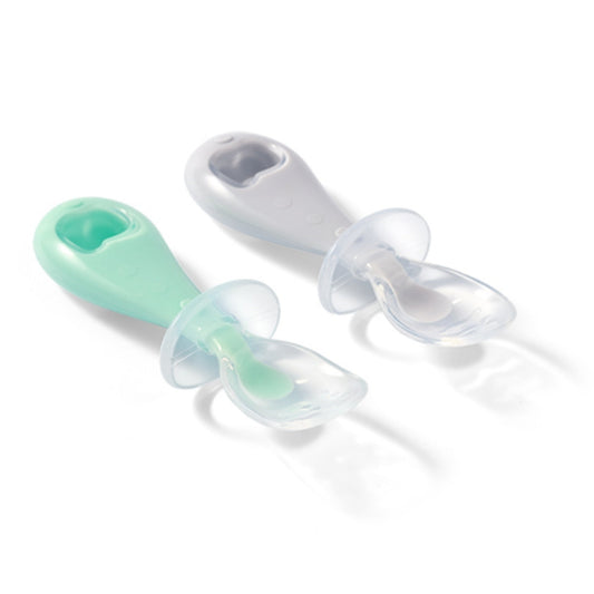 Set 2 Cucharas De Silicona De Seguridad Verde-gris_0