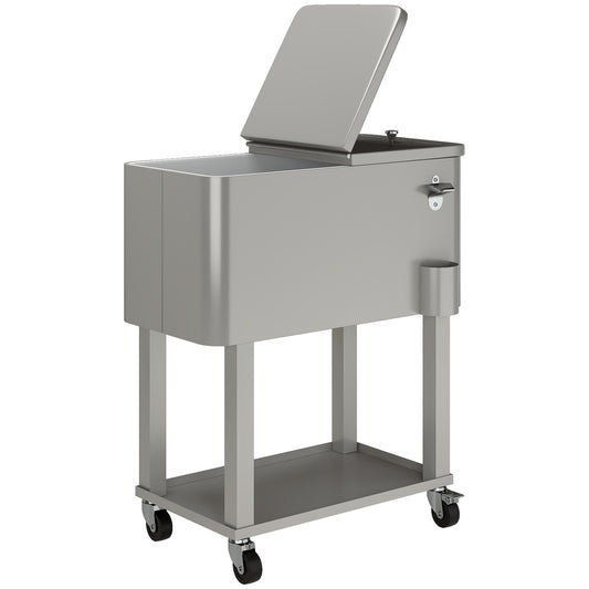 Carro Nevera Outsunny Plástico, Acero Gris Claro 67x35x80 Cm 846-116v00sr_0