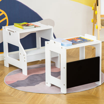 Torre De Aprendizaje Para Niños Con Pizarra Homcom 42x44x86cm Blanco_4