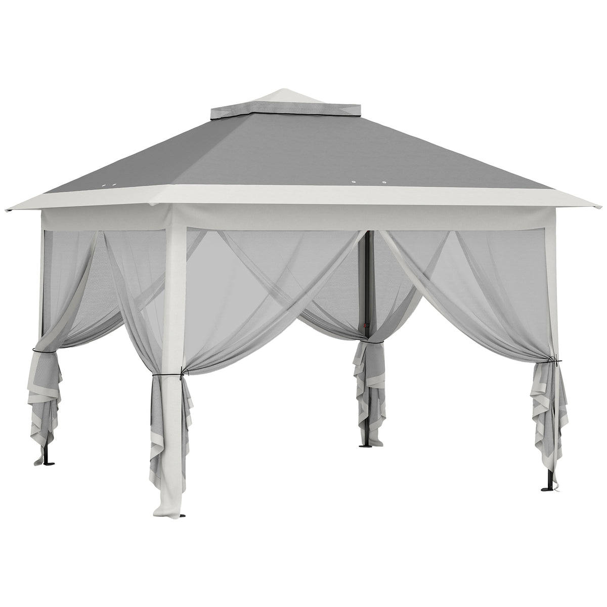 Carpa Plegable Outsunny Tela Oxford, Metal Gris Oscuro 330x330x288 Cm_0