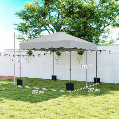 Carpa Plegable Outsunny Metal, Tela Oxford Blanco 297x297x287 Cm_2