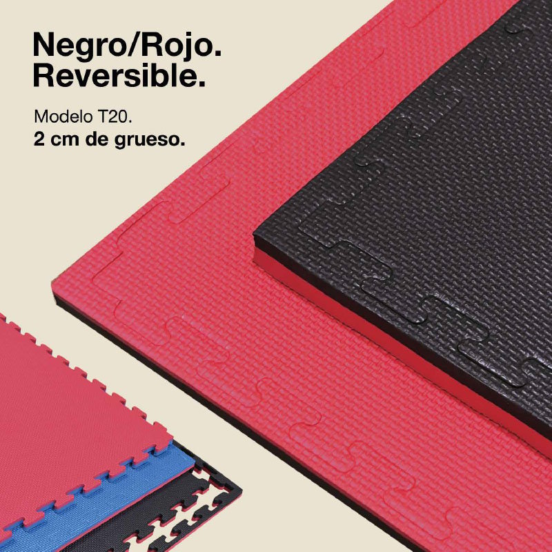 Tatami Puzzle 2,5cm 100x100cm, Pack 4 Unidades – Superficie T Azul/rojo Jowy_0