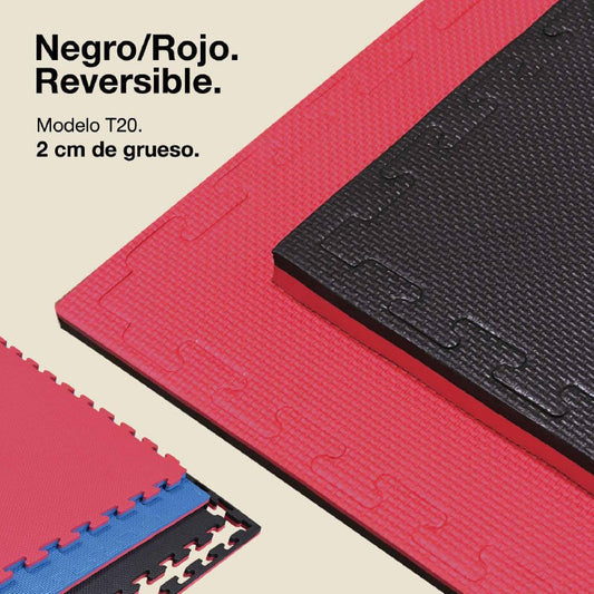 Tatami Puzzle 2,5cm 100x100cm, Pack 4 Unidades – Superficie T Azul/rojo Jowy_0
