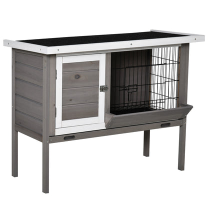 Conejera De Madera Exterior Con Techo Abatible Pawhut 91x46x71 Cm Gris_0