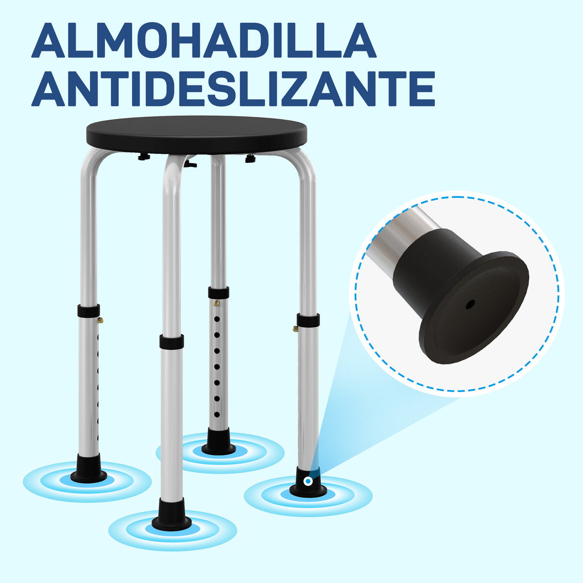 Taburete De Ducha Homcom Aluminio, Pe Negro 32.2x41x54 Cm_5