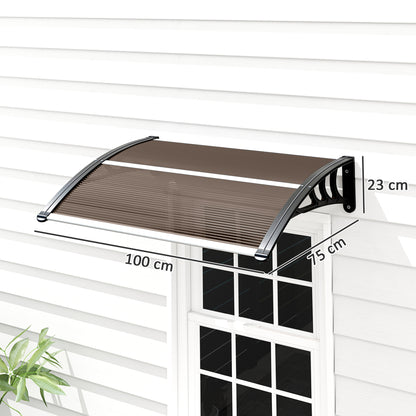 Tejadillo De Protección Outsunny Aleación De Aluminio, Pp Marrón 75x100x23 Cm_2