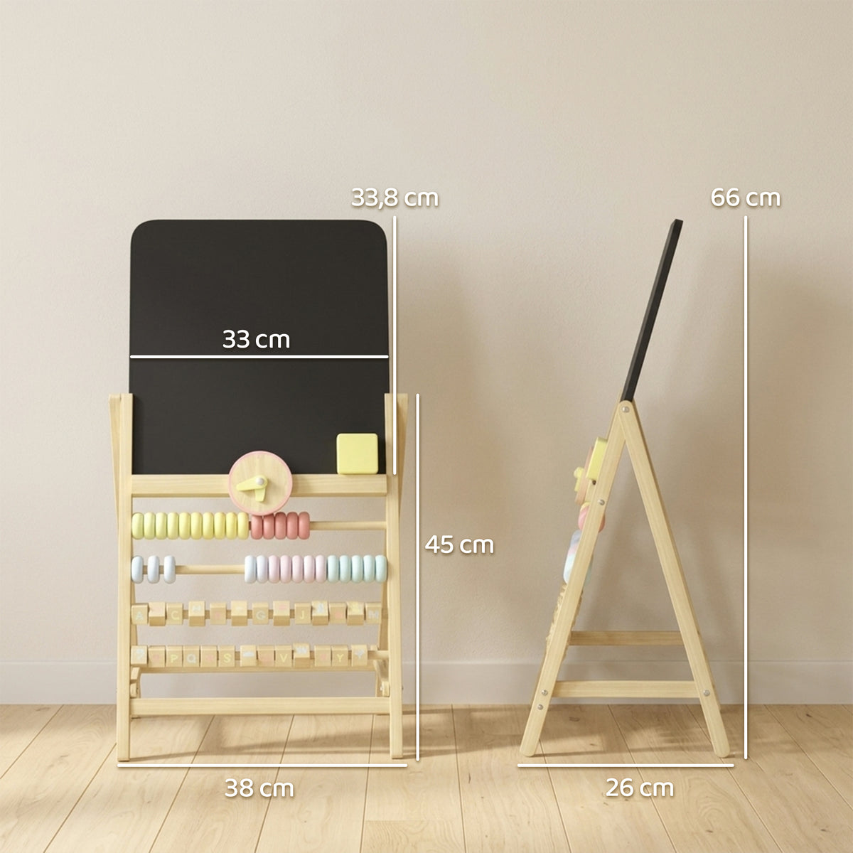 Caballete Infantil Aiyaplay Madera De Pino, Madera De Haya Madera Natural 38x26x66 Cm_2