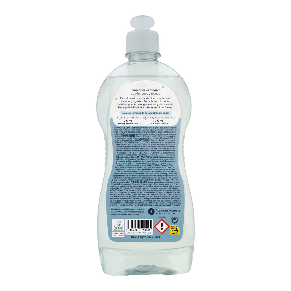 Baby Limpiador de biberones, tetinas y chupetes ECO Planeta Huerto 500 ml