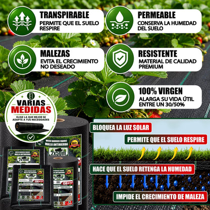 GREEN GOF Malla Antihierbas Premium 1x50m, 130g/m² - Ultra Resistente. Alta Estabilización Uv, Permeable Y Transpirable_2