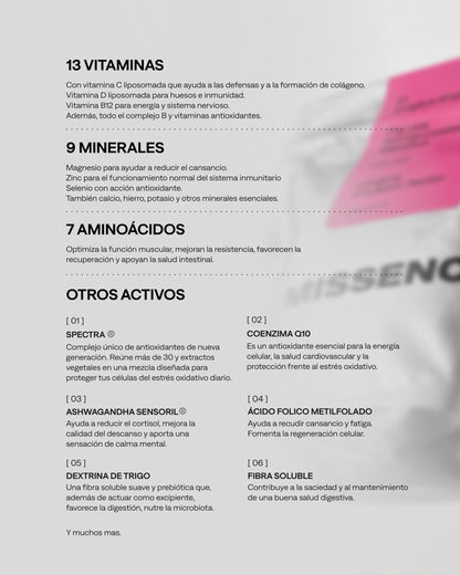 Multivitamínico todo en uno con 74 ingredientes para longevidad, energía, enfoque y salud intestinal Longeva 30 dosis_3
