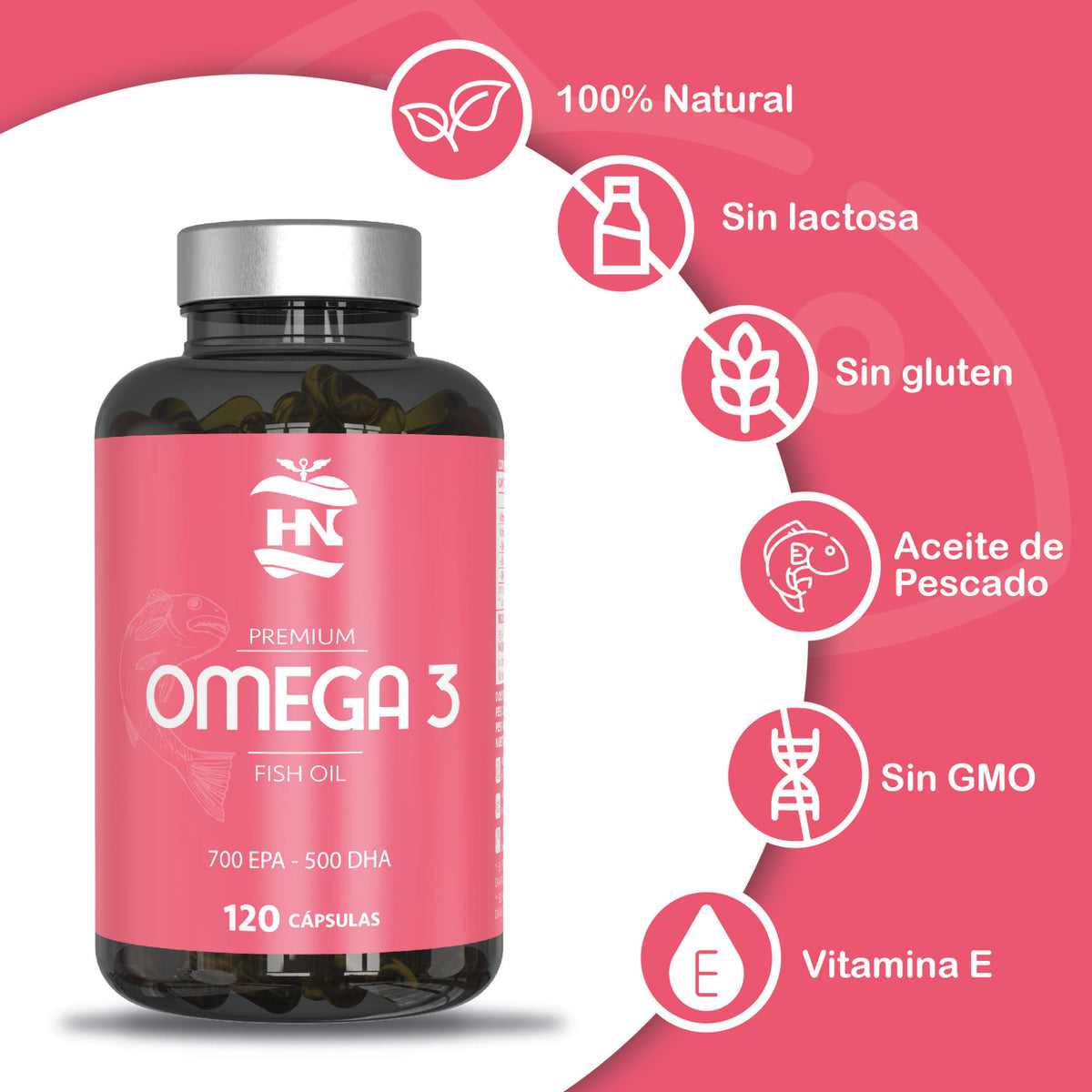 Omega 3 - 120 perlas blandas a base De Aceite de Pescado 2000mg - con 700mg Epa - 500mg Dha y Vitamina E (2 Botes)_1