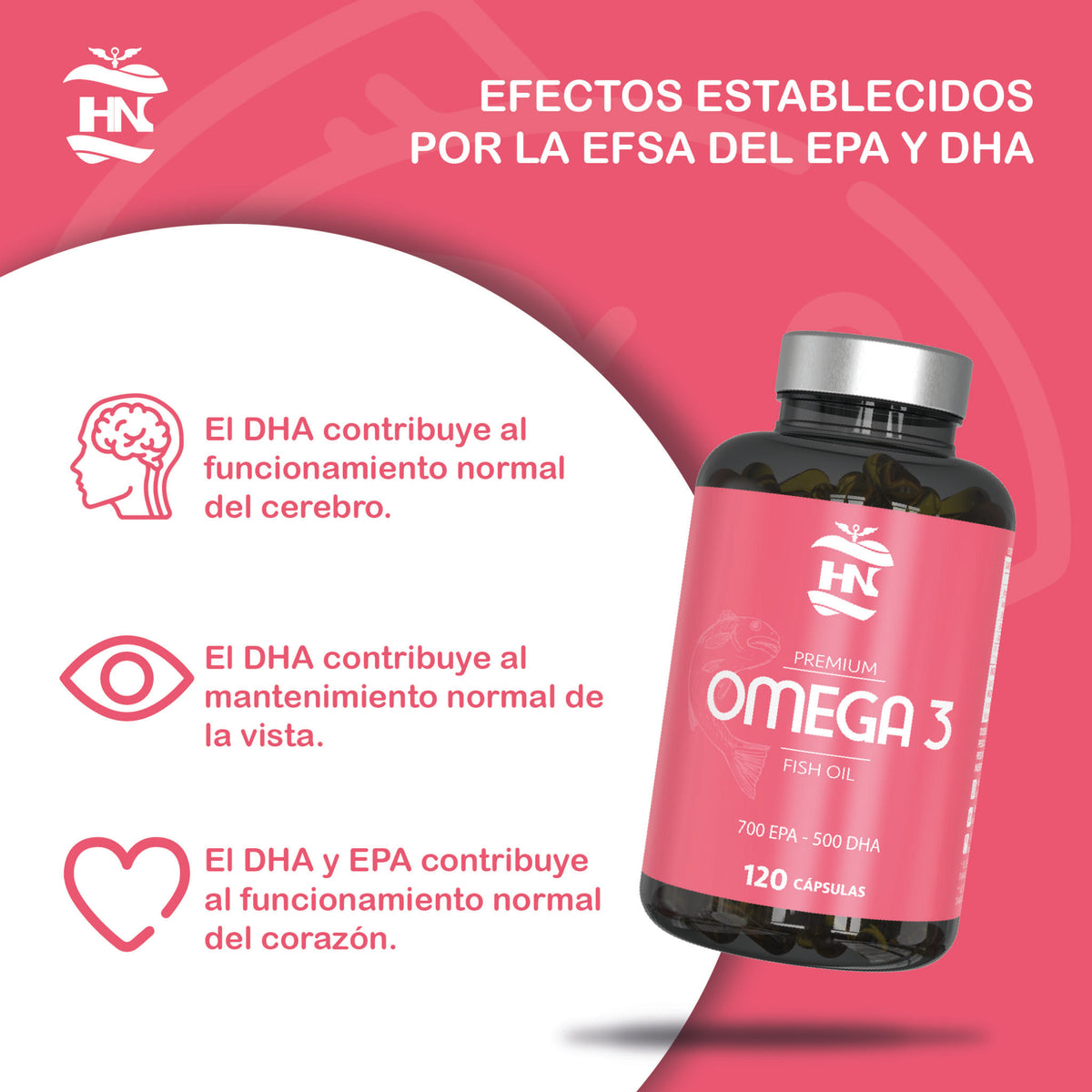 Omega 3 - 120 perlas blandas a base De Aceite de Pescado 2000mg - con 700mg Epa - 500mg Dha y Vitamina E (2 Botes)_2