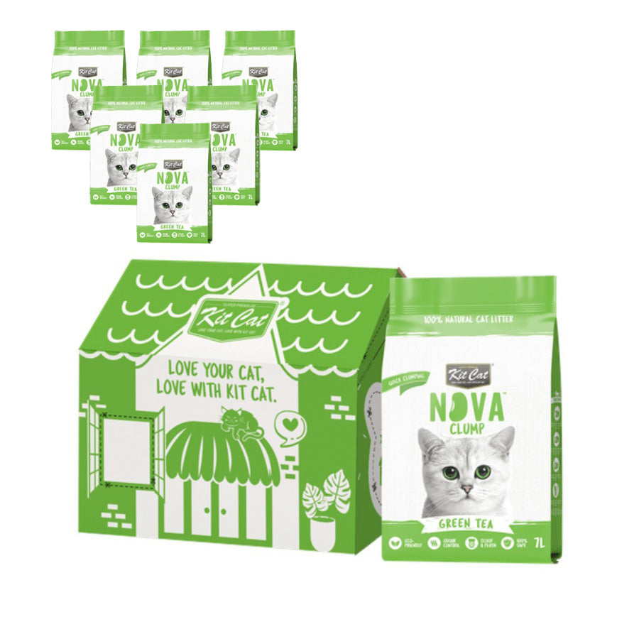 Pack 6 Kit Cat Arena Eco Nova Clump - Green Tea 7 L Arena para gatos - Fresco y Herbal