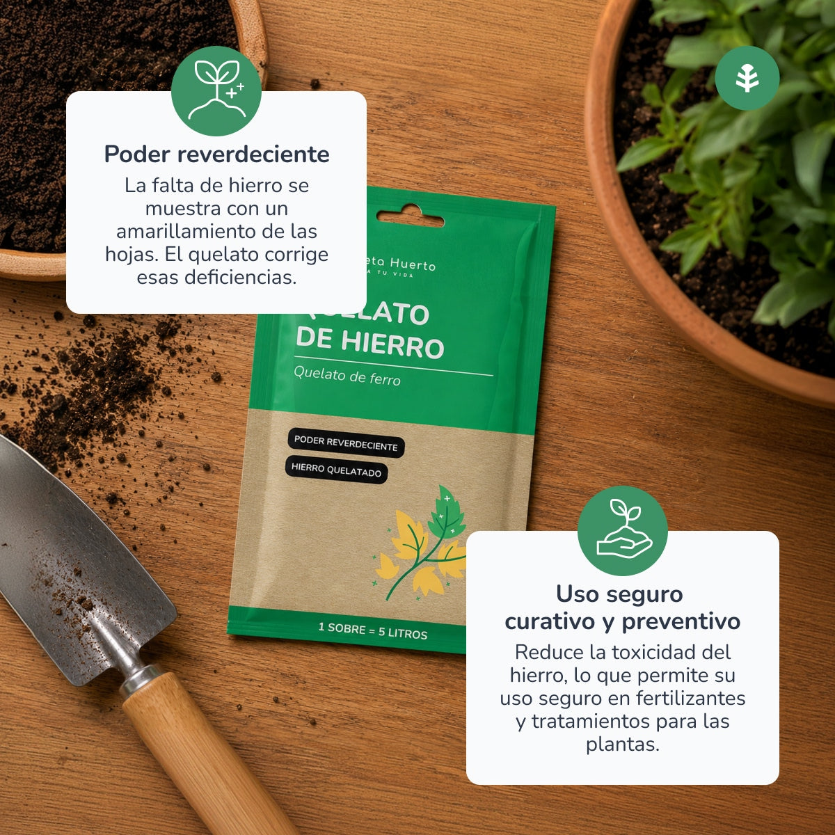 Pack Quelato de Hierrro soluble Planeta Huerto 5 uds para 25 L