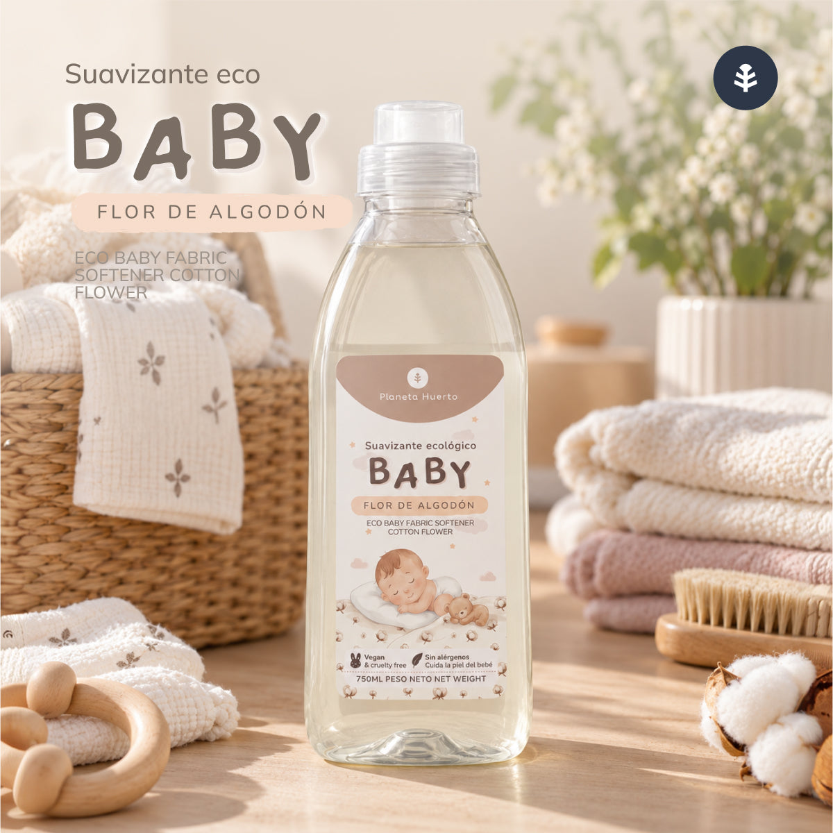 Baby Suavizante para ropa Flor de Algodón ECO Planeta Huerto 750 ml