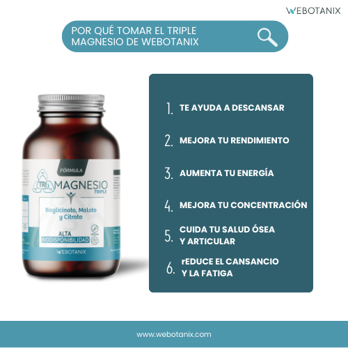 Triple Magnesio (Bisglicinato, malato y citrato) Vegan Fórmula, WeBotanix, 120 cápsulas